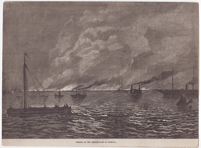 Burning of the landing stage at Liverpool